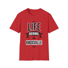 Load image into Gallery viewer, SS T-Shirt, Life Begins in Knoxville - Multi Colors
