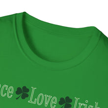 Load image into Gallery viewer, SS T-Shirt, Peace Love Irish - Multi Colors
