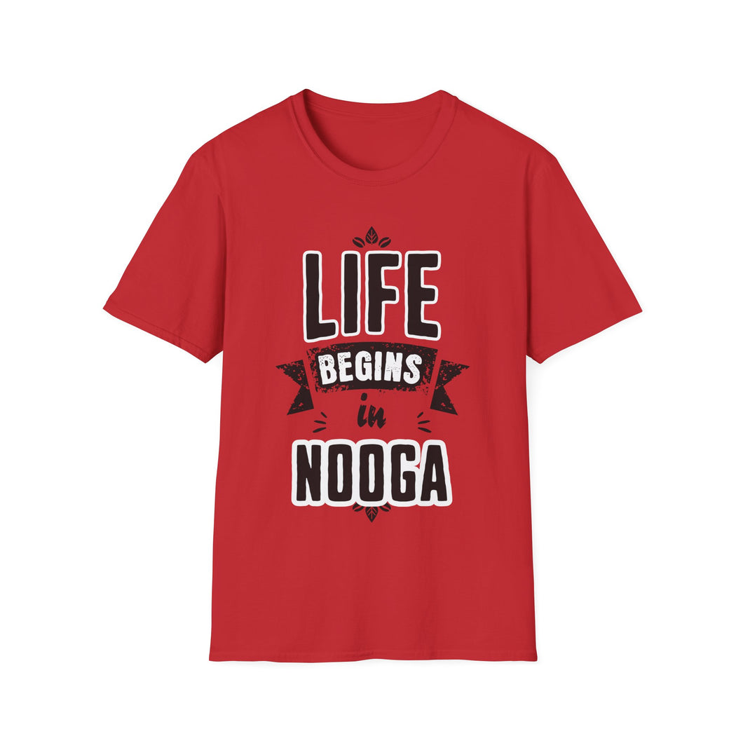 SS T-Shirt, Life Begins in Nooga - Multi Colors