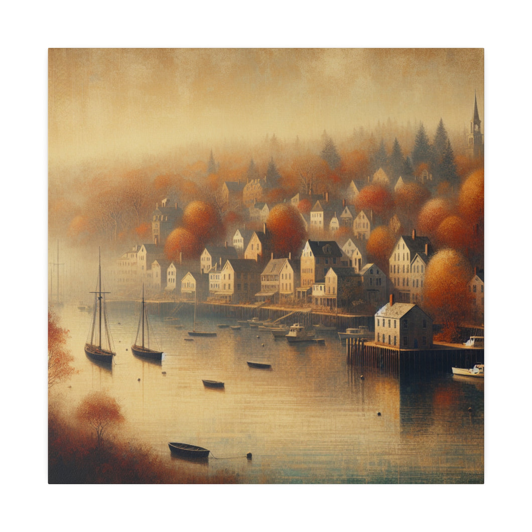 Matte Canvas, Harbor Town in Autumn