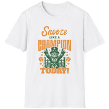 Load image into Gallery viewer, SS T-Shirt, Snooze Like a Champion - Multi Colors
