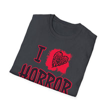 Load image into Gallery viewer, SS T-Shirt, I Love Horror Movies - Multi Colors
