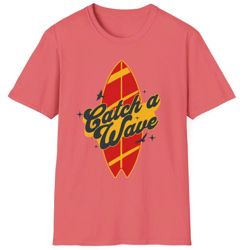 Catch a wave with a surfboard on this t-shirt. This 100% cotton tee is for men's and women's. 