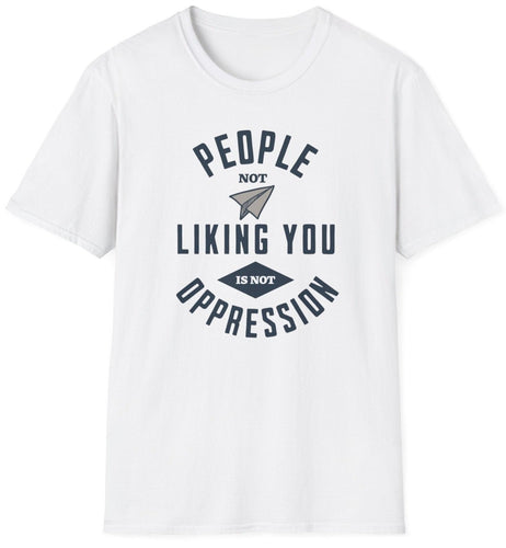 Soft white t shirt that lets people know you shouldn't be triggered or offended. Soft and comfortable cotton with blue font.